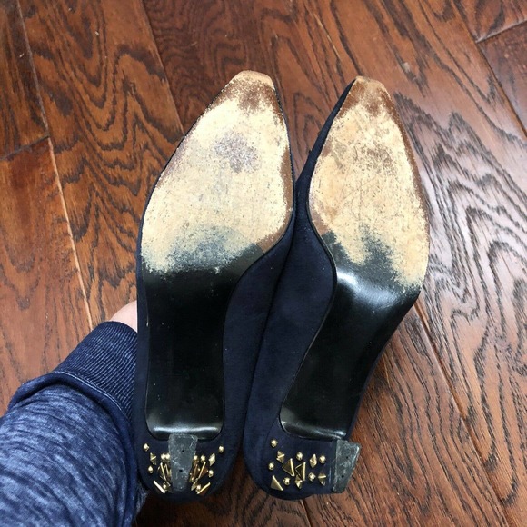 Vintage 80's Stuart Weitzman Blue Suede Heels - Picture 8 of 8